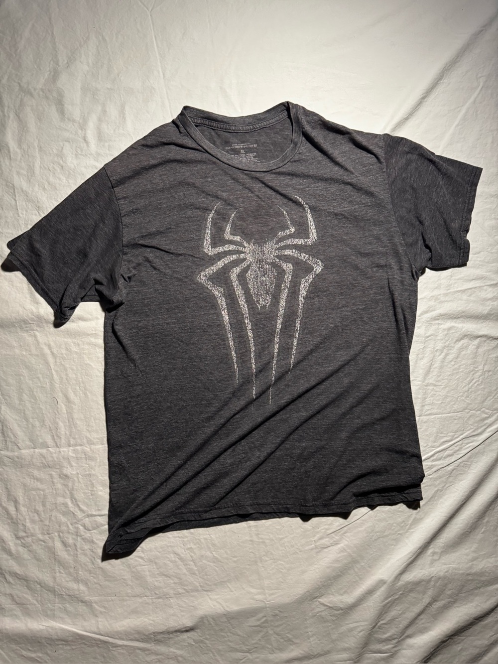 VINTAGE MARVEL Charcoal Spiderman 2 Print T-shirt Distressed Logo Men's Size XL